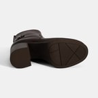 Kadın Kahve Kalın Topuklu Deri Bot