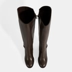 Kadın Kahve Kalın Topuklu Deri Çizme