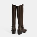 Kadın Kahve Kalın Topuklu Deri Çizme