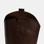 Kadın Kahve Kalın Topuklu Deri Çizme