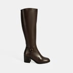 Kadın Kahve Kalın Topuklu Deri Çizme