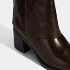 Kadın Kahve Katlama Detaylı Topuklu Deri Bot