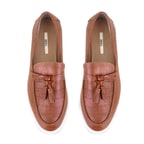 Kadın Kahve Kroko Baskılı Deri Loafer