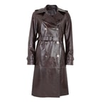 Kadın Kahve Kroko Baskılı Deri Trençkot