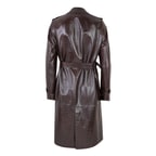 Kadın Kahve Kroko Baskılı Deri Trençkot