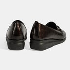 Kadın Kahve Kroko Baskılı DesaComfort Deri Ayakkabı