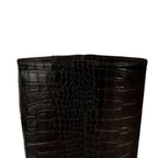 Kadın Kahve Kroko Baskılı Kalın Topuklu Deri Çizme