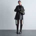 Kadın Kahve Kroko Baskılı Kalın Topuklu Deri Çizme