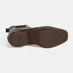 Kadın Kahve Kroko Baskılı Lastik Detaylı Deri Bot