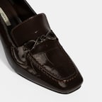 Kadın Kahve Kroko Baskılı Topuklu Rugan Loafer