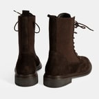 Kadın Kahve Lastik Detaylı Bağcıklı Süet Postal Bot