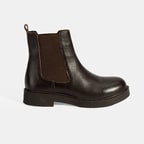 Kadın Kahve Lastik Detaylı Deri Bot