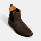 Kadın Kahve Lastik Detaylı Süet Deri Bot