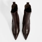 Kadın Kahve Lastikli Topuklu Deri Bot