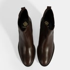 Kadın Kahve Lastikli Topuklu Deri Bot