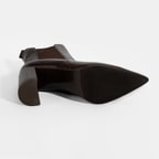 Kadın Kahve Lastikli Topuklu Deri Bot