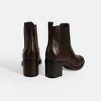 Kadın Kahve Lastikli Topuklu Deri Bot