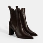 Kadın Kahve Lastikli Topuklu Deri Bot