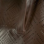 Kadın Kahve Lazer Kesimli Kısa Perforeli Deri Gömlek