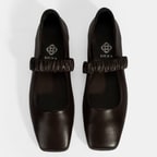 Kadın Kahve Mary Jane Deri Babet