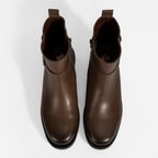 Kadın Kahve Metal Toka Detaylı Deri Bot