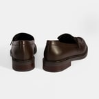 Kadın Kahve Metal Toka Detaylı Deri Loafer