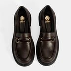 Kadın Kahve Metal Toka Detaylı Deri Loafer