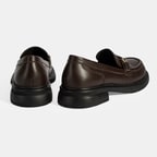 Kadın Kahve Metal Toka Detaylı Deri Loafer