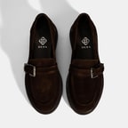 Kadın Kahve Metal Toka Detaylı Süet Loafer