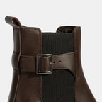 Kadın Kahve Metal Toka Detaylı Topuklu Bot