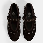 Kadın Kahve Metal Zımba Detaylı Mary Jane Babet