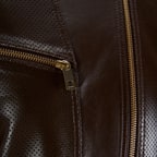 Kadın Kahve Perfore Detaylı Deri Ceket