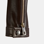 Kadın Kahve Perfore Detaylı Deri Ceket