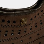 Kadın Kahve Perforeli Süet Omuz Çantası