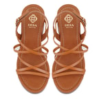 Kadın Kahve Platform Topuklu Deri Sandalet