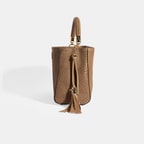 Kadın Kahve Püskül Aksesuarlı Deri El Çantası