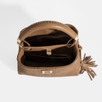 Kadın Kahve Püskül Aksesuarlı Deri El Çantası