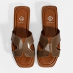 Kadın Kahve Rugan Terlik