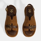 Kadın Kahve Süet Tokalı Sandalet