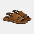 Kadın Kahve Süet Tokalı Sandalet