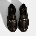 Kadın Kahve Toka Aksesuarlı Kalın Tabanlı Deri Loafer