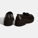 Kadın Kahve Toka Aksesuarlı Kalın Tabanlı Deri Loafer