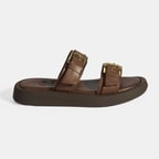 Kadın Kahve Toka Detaylı Deri Terlik 