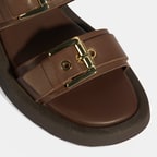 Kadın Kahve Toka Detaylı Deri Terlik 