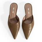 Kadın Kahve Topuklu Deri Terlik