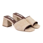 Kadın Kahve Topuklu Hasır Terlik