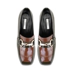 Kadın Kahve Topuklu Rugan Deri Loafer