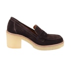 Kadın Kahve Topuklu Süet Deri Loafer