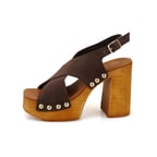 Kadın Kahve Topuklu Süet Deri Sandalet