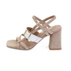 Kadın Kahve Topuklu Süet Deri Sandalet